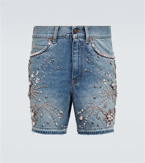 gucci silk short set|Gucci denim shorts.